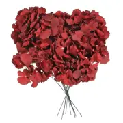 10Pcs Artificial Silk Hydrangea Flower Heads with Stems for Decor, Red