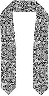 [SKKNT] Silver Geometric Figure Print Graduation Shawl Stole For Academic Commencements Honor Sash Congratulations Gift