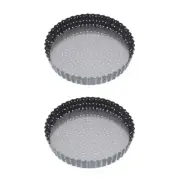 2x Mastercraft Black 23cm Crusty Bake Non-Stick Loose Base Round Quiche Flan Pan