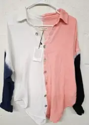 Electric & Rose Women's Size S Blouse Shirt Farrah Tie Dye Gauze Button Up