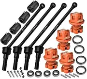 Carbon Steel Front and Rear Extend Cvd Drive Shaft (110mm) with Aluminium 7075 Wheel Lock + Hex Claw for Traxxas 1/10 Maxx with WideMAXX Monster Truck 89086-4 Upgrades - Orange