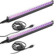 Okaywork LED Strip - 2 Pack Black Light Lamp, Adjustable UV Light Tube with Switch, Black Light LED Strip, UV LED Strip for Nightclub, Halloween, Stage Lighting.