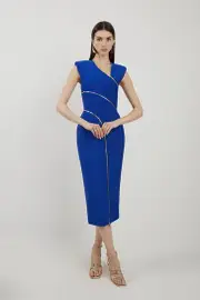 Bandage Form Fitting Zip Detail Midi Dress