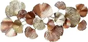 Golden Ginkgo Leaves Wall Decoration, Metal Wall Art, Three-Dimensional Wrought Iron Hand Painted Golden Ginkgo Leaf Embossed Pendant for Indoor & Outdoor Garden Decoration