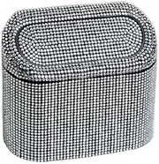 Sparkly Car Trash Car,Hanging Garbage Can with Lid Bling Rhinestone Trash Bin,Litter Container for Vehicle,Office,Home (White, One Size)