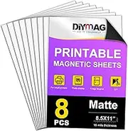 DIYMAG Printable Magnetic Sheets, 8Pcs 8.5 x 11 Inch Flexible Magnet Sheets Matte Non Adhesive Magnetic Paper for Inkjet Printer Photo DIY Crafts