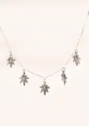 [Desert Moon] Silver Leaf Charm Necklace