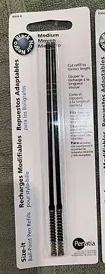 TWO Allwrite Penatia Ball Point Pen Refill Medium Point BLACK 2 Refills
