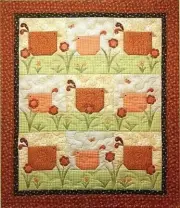 New Applique and Pieced Quilt Pattern HENS AND CHICKS 38" x 44"