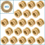 20pcs M3 3mm x 5mm Solid Brass Knurled Nuts Threaded Embedded Round Insert