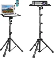 Projector Stand with Phone Holder, Adjustable 60-130CM Foldable Tripod Floor Stand for Projector/Laptop, Portable Home Theater & Office Studio Equipment for Movies, Stage, Outdoor Use