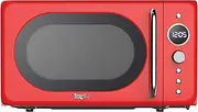 Total Chef Retro Microwave Oven | 20L Quick Start & Defrost By Weight/Time | 8 Pre-set Cooking Modes For Coffee, Rice, Pasta, Potato, Reheat, Fish, Pizza, Popcorn | 700W | Red