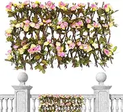 Faux Flower Fencing Panel | Outdoor Artificial Plants Hedges,Decorative Artificial Garden Hedges for Shopping Malls, Restaurants, Parks