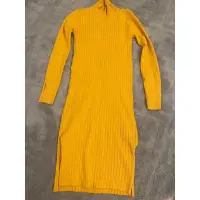 在飛比找蝦皮購物優惠-黃色洋裝 連身洋裝 長袖