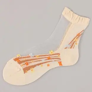 ◎Life Sense◎【日本製】女用透明刺繡短襪 造型襪 蕾絲短襪 襪子 22-24cm 140168