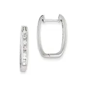 14k White Gold Real Diamond Square Hoop Earrings