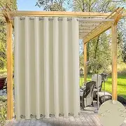 Outdoor Waterproof Thermal Insulated Blackout Grommet Curtain for Garden Patio Gazebo Sun Shade Indoor Outdoor Curtain 120" x 102" Light Beige