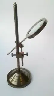 Marine Brass Table Magnifier Vintage Magnifying Reading Glass W Stand Nauticals