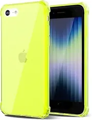 Svanove for iPhone SE Phone Case 2022/3rd/2nd/2020, iPhone 8/7 Case Clear Bumper, Neon Transparent Fluorescent Cute Bright Color, Thin Slim Soft Silicone Flexible TPU for Women Girl, Lime Neon Yellow