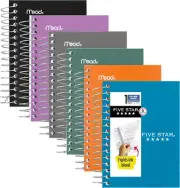 Spiral Notebook, 6 Pack, College Ruled Paper, Fat Lil' Pocket Notebooks, 3-1/2"