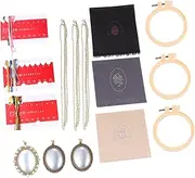 STOBOK Wool Thread Embroidery Kit DIY Necklace Pendant Set with Embroidery Tools for Beginners