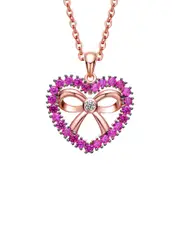Rachel Glauber 18K Rose Gold Plated CZ Love Pendant
