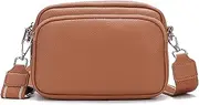 [NICOLE & DORIS] Ladies Crossbody Bags Small Cross Shoulder Bags Women Multi Pockets Satchel Bag Messenger Bag Fashion Phone Bags Travel Purse Bag, Brown, L