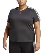 Adidas Plus Size Aeroready Train Essentials 3-Stripes T-Shirt - Black, Size 3X