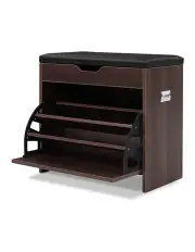Artiss Shoe Rack Cabinet 3-tier 15 Pairs Walnut