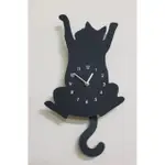 【臺灣製造】寵物 黑色爬牆貓 搖擺掛鐘