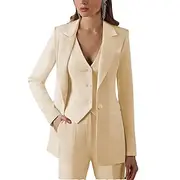 Pantsuit 3 Piece Pantsuit Mother of the Bride Vintage Simple Minimalist Lapel Floor Length Stretch Fabric Long Sleeve with Buttons 2025