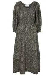Skall Studio Carole Floral-print Cotton-poplin Midi Dress - Cream - 38 (UK10 / S) 38 (UK10 / S)