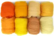 Artec360 8 Pack Needle Felting Wool Roving 10g x 8 Color Total 80g Merino Wool 70S (19 Microns) Eco-Friendly Super Soft Natural (k)