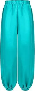 [TiaoBug] Kids Girls Belly Dance Satin Harem Pants Arab Bloomers Athletic Yoga Pants Solid Casual Baggy Trousers