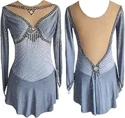 [Zagitova] Figure Skating Dress for Girls with Shiny Rhinestone Patchwork Women Ice Breathable Competition Dance Outfit