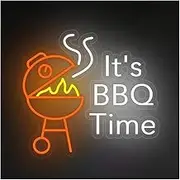 Sign Lamp "It’s BBQ Time"Neon Sign, Light Up Your Grill Zone Barbecue Restaurant Led Decor Grill Shop Business Window Display 45cm