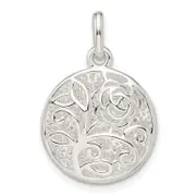 Sterling Silver Textured Rose Pendant