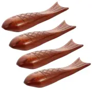 4 Pcs Rotating Chopsticks Holder Wooden Rest Serving Utensils