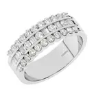 6.5 MM, 100% Natural Round & Baguette Diamonds Half Eternity Ring 18K White Gold