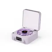 Bluetooth Speaker with Adjustable Ambient Lights,Music Player with 4 Modes,Vintage Record Model Players with Time (Purple)