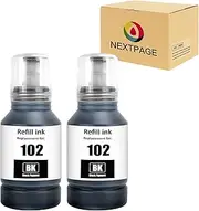 NEXTPAGE 102 Ink for Epson EcoTank 102 Compatible with Epson ET-2700 ET-2750 ET-2751 ET-2756 ET-2850 ET-2851 ET-2856 ET-3700 ET-3750 ET-3850 ET-4750 ET-4850 ET-4856 ET-15000 Printer Ink Set(2BK)