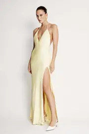 yve halter dress in canary yellow