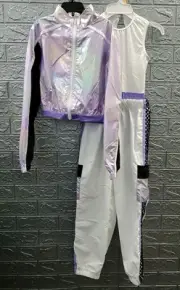NEW Weissman Stop Drop Roll Kids Jumpsuit Set - Violet Size MC (US 10/12)