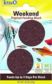 Tetra Weekend Tropical Feeding Block, 2 Blocks, 24g, Slow-Release - Feeds Up to 5 Days Per Block, 100 percent Edible With ProCare Formula For Optimal Health, Plaster-Free