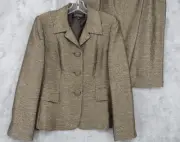 Talbots Skirt Suit 10 Metallic Blazer Pockets Career Corporate Office Bronze New