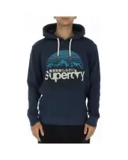 Superdry Mountain Graphic Hoodie Retro Style Men Blue Sweatshirts & Hoodies