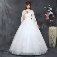 在飛比找Very buy優惠-秋冬大尺碼女婚紗禮服大尺碼顯瘦胖人新娘結婚一字肩齊地禮服