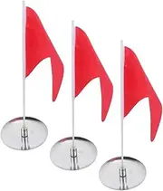 Yardwe 3 Pack Golf Practice Flag Set Stainless Steel Flag Pole Cup for Indoor/outdoor Putting Training