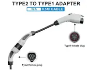 Type2 To Type1 Cable Electric Vehicle Charger Adapter 16A 32A Charging Cable Portable Electric Vehicle Charger Plug 32A 0.5m