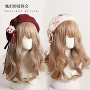 Ribbon Wool Beret Hat With White Bear - Off-White Strap - Light Purple - One Size